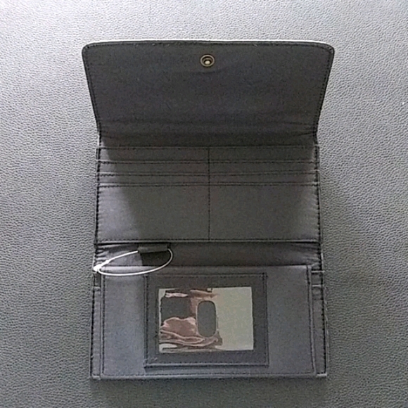 Solid Black wallet with white embroidery - Picture 3 of 6